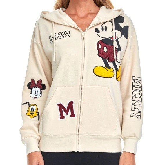 Sweat à capuche zippé brodé Disney Mickey et ses amis, taille M- Neuf  