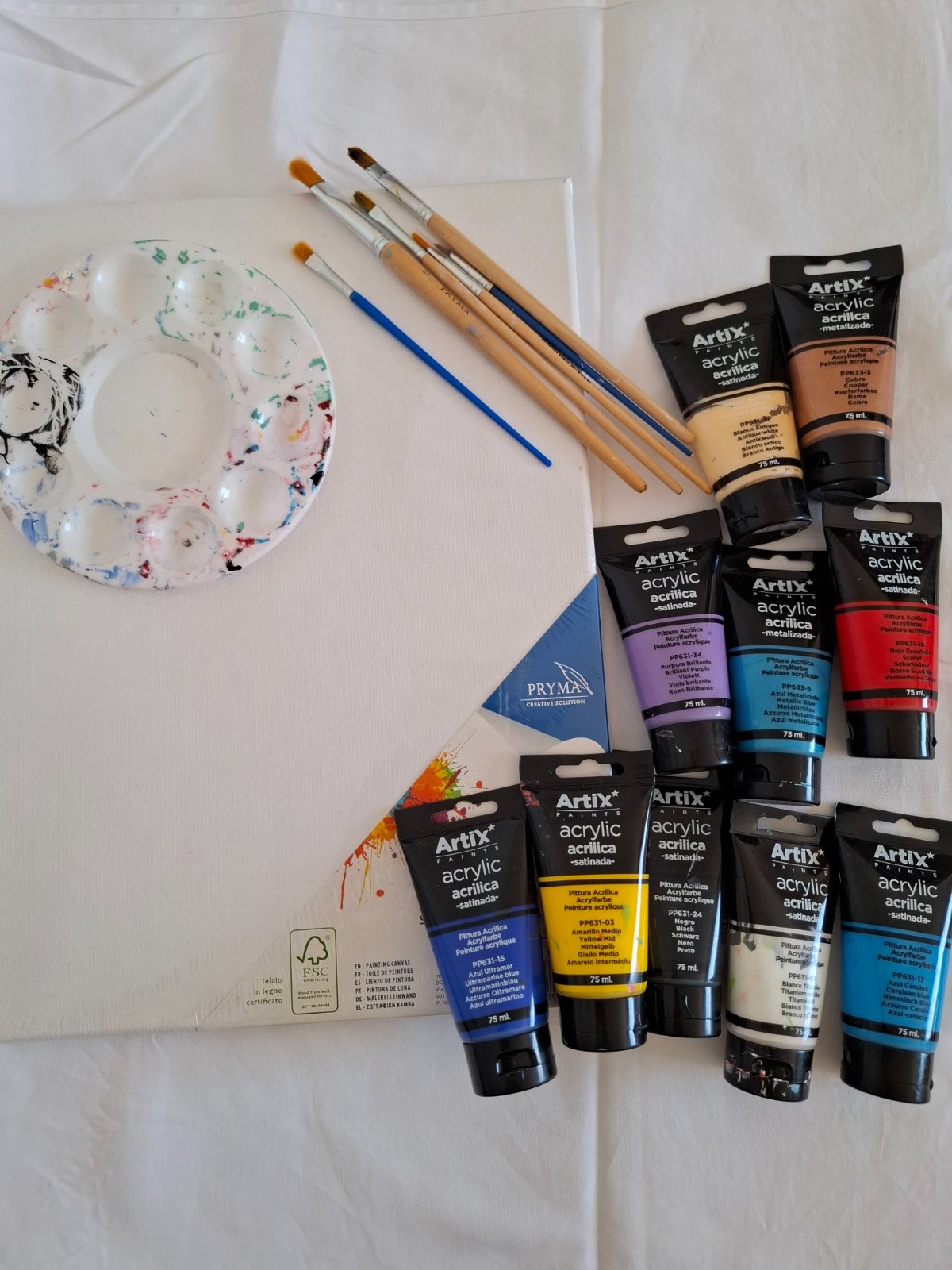 Pack: 10 boites acrylic +6 fouches+canvas