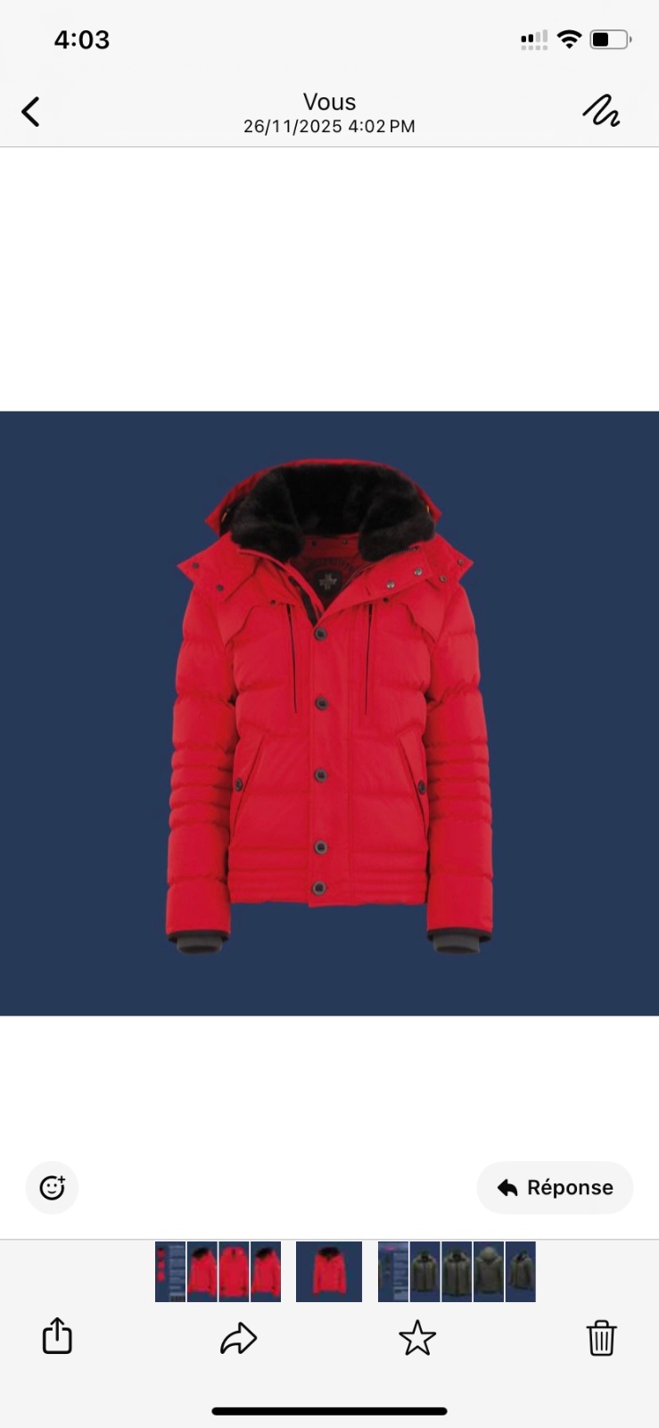 La veste présentée dans l'image est la Wellensteyn Starstream (modèle STAD ou STARSTREAM) de couleur rouge