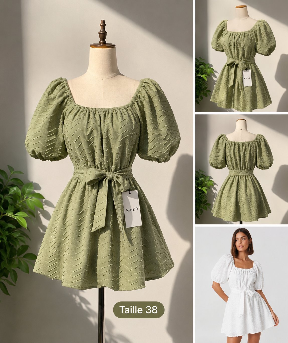 Robe vert sauge NA-KD taille 38 tres coquette