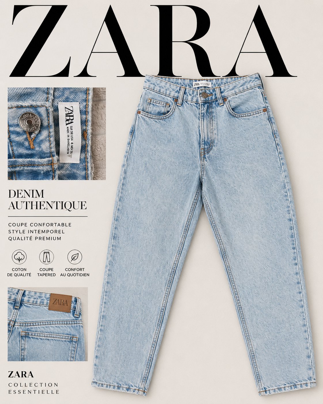 Mom jean zara taille haute 