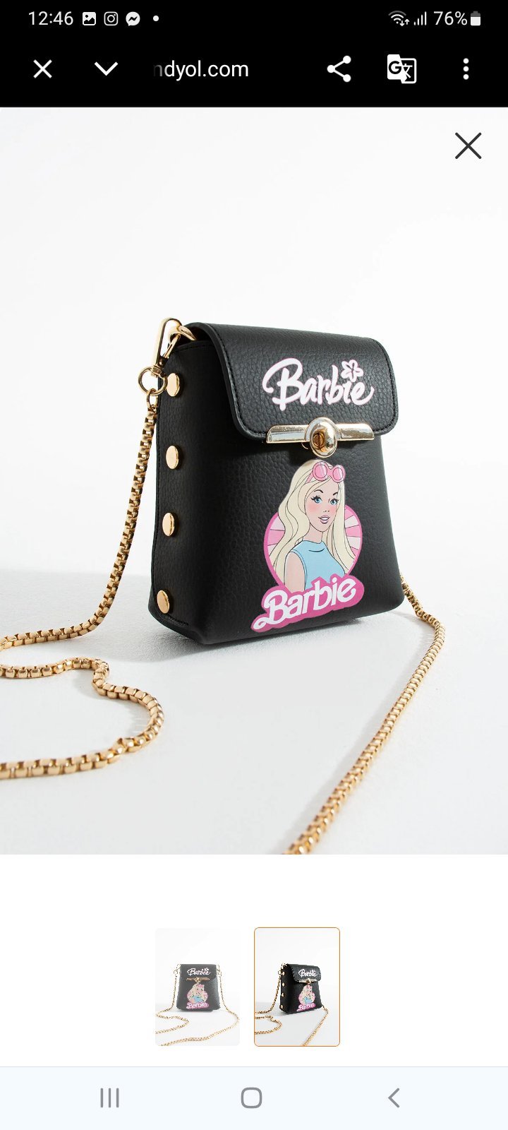 Sac à bandoulière noir avec fermeture dorée pour enfants 