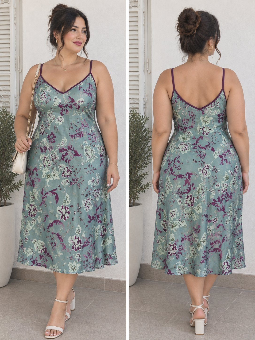 Robe fleurie satinée longue & élégante 🌸