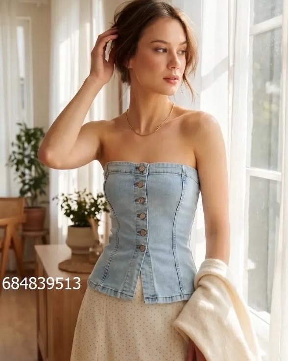 Corset denim pull and bear importé de france 🇫🇷