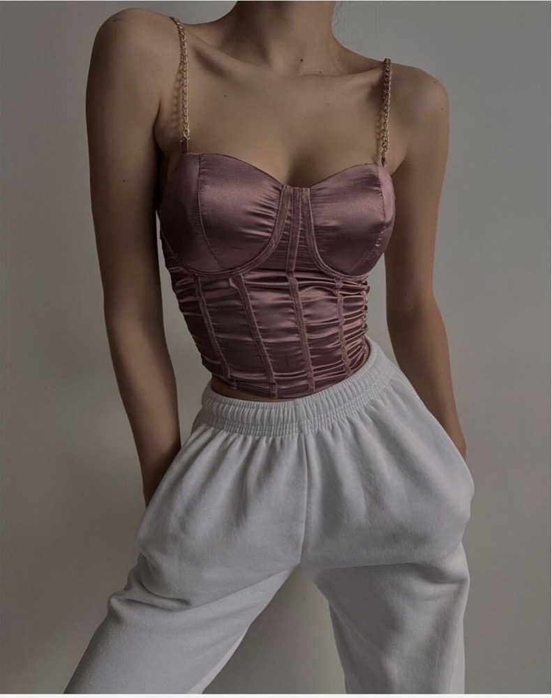 Corset / Silky bustier with chain 