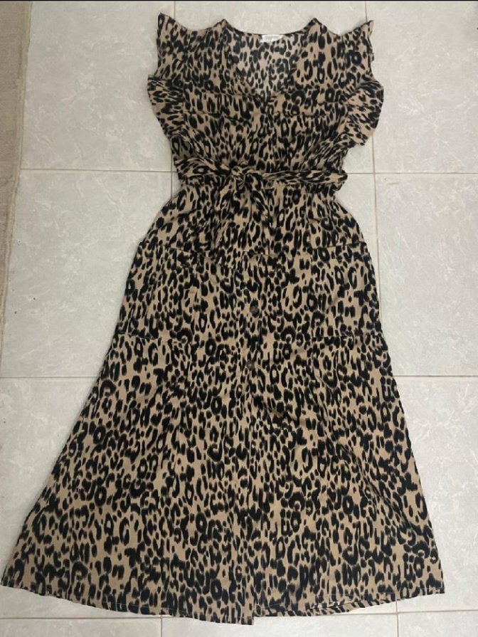 Robe tigrée sans manche avec poches et ceinture 🐯 🤎