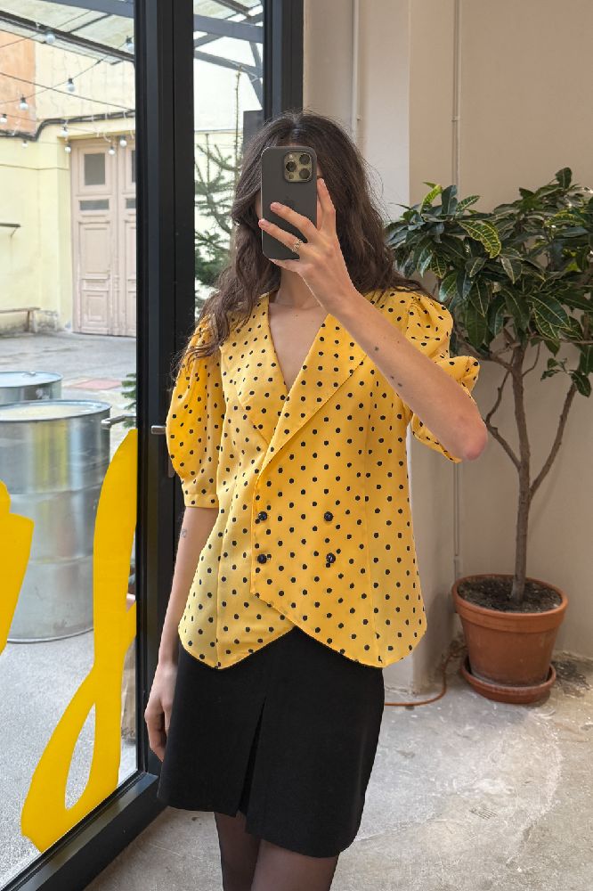 Chemise jaune  pointillée 