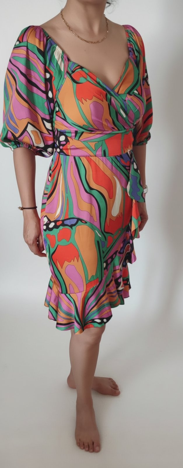 Robe d'été élègente satin de soie 
