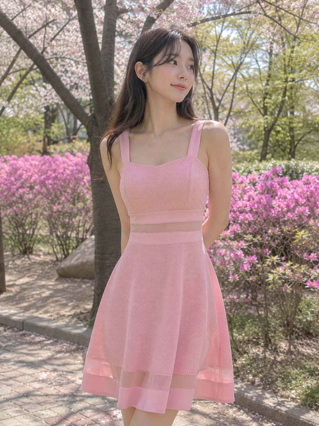🌸 Robe Courte Rose Poudré avec Transparences – Style Chic & Doux
