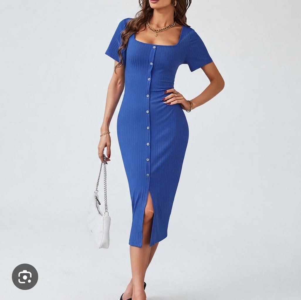 Robe midi moulante en maille côtelée, tlabes S et M