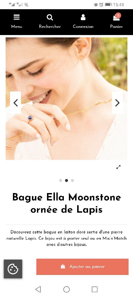 Bague de la marque française MOONSTONE en acier inoxydable ornée d'une pierre naturelle lapis size 52