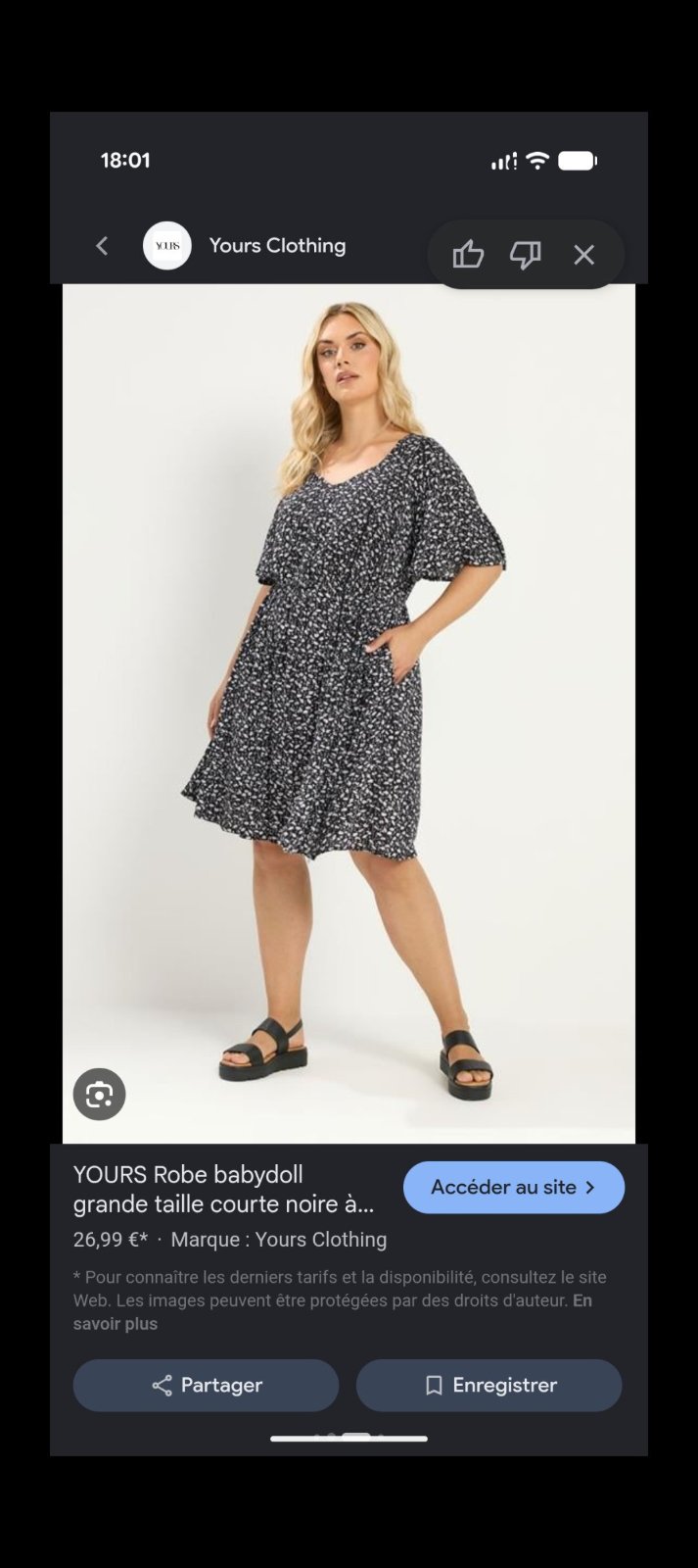 Robe babydoll courte à imprimé - Monochrome