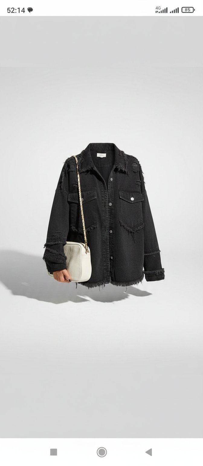 Jaket jean noire déchiré 
