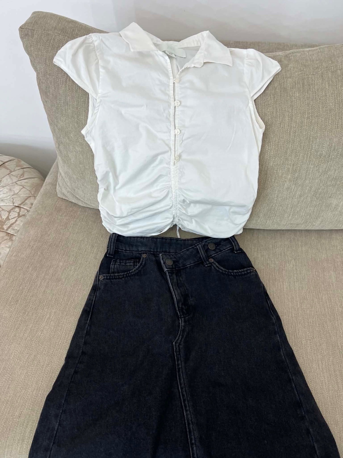 Jupe jean et chemise zara