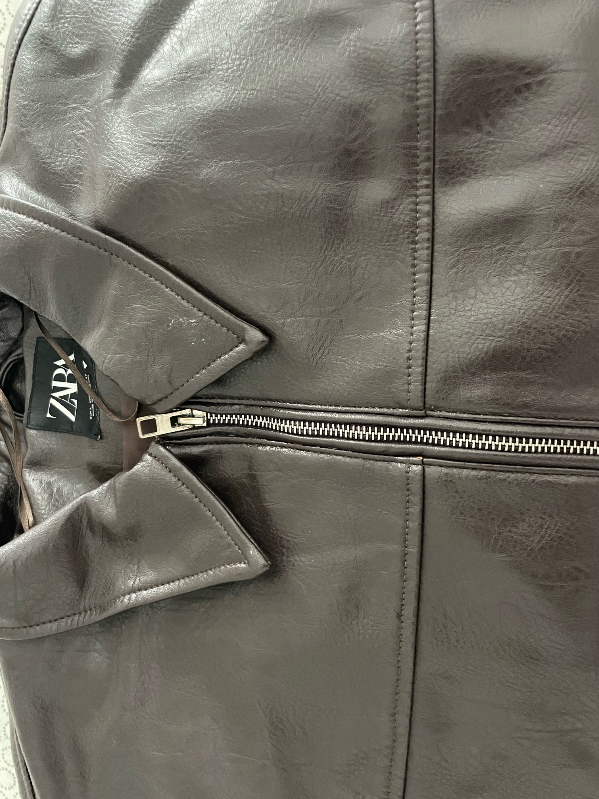 Veste en cuir marron Zara 🤎