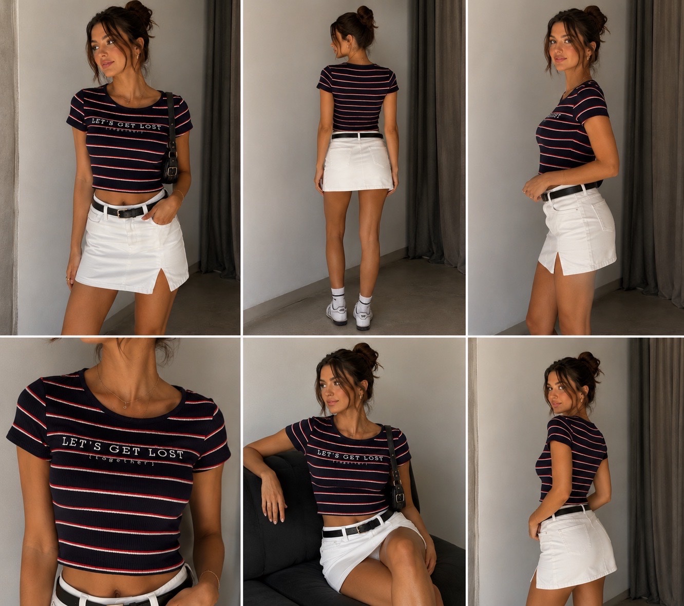 Un crop top bleu marine 