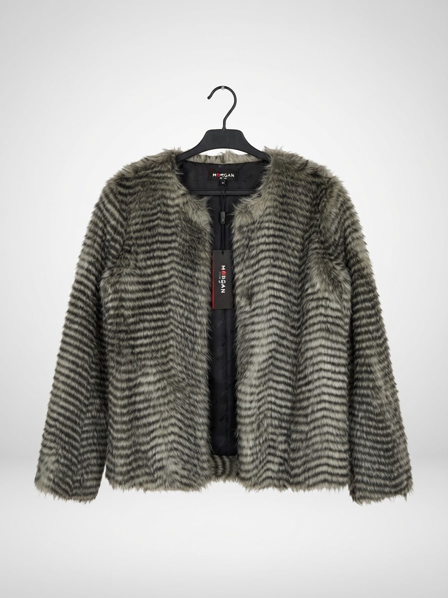Manteau court forrure bicolore