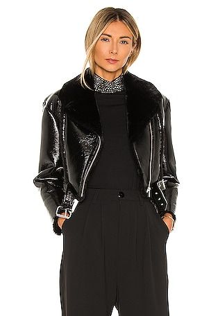Blouson Aviateur en Vinyl Noir doublé avec capuche taille M
