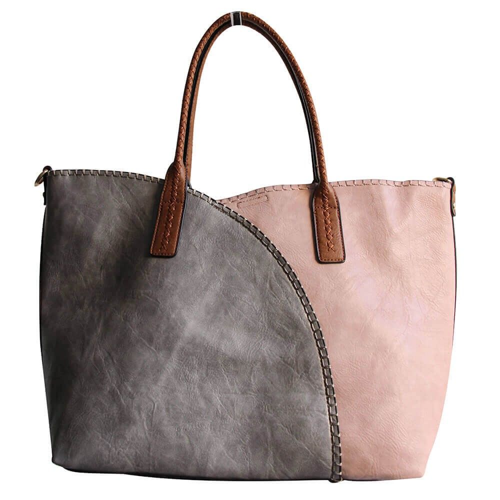 Sac en  2 couleurs, gris rose.