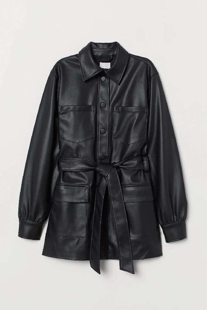 Manteau noir H&M en cuir taille 36