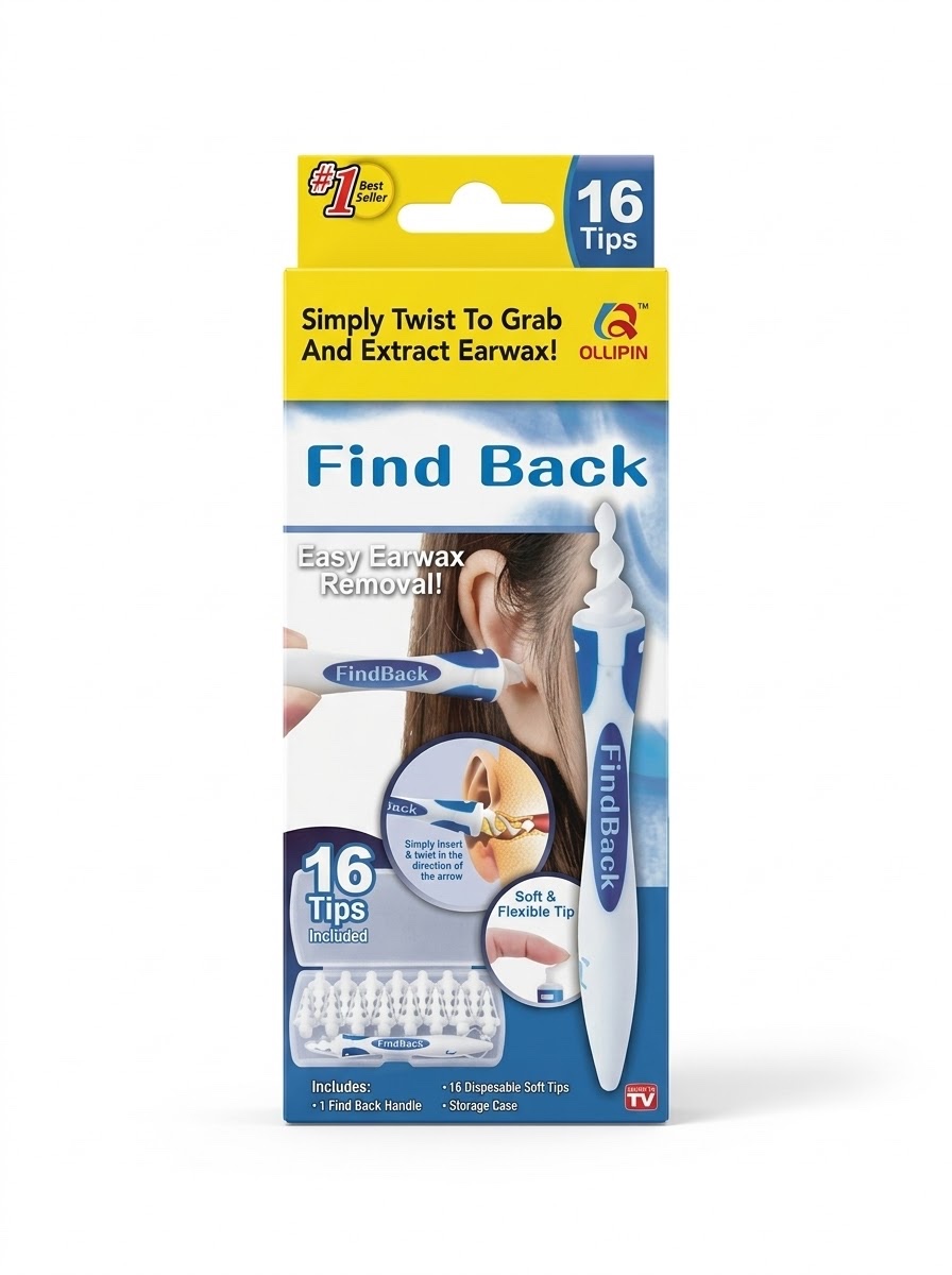 FindBack - Nettoyeur d'oreilles en spirale réutilisable (avec 16 embouts en silicone)