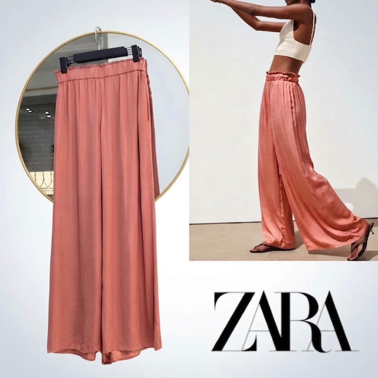 Pantalon large rose