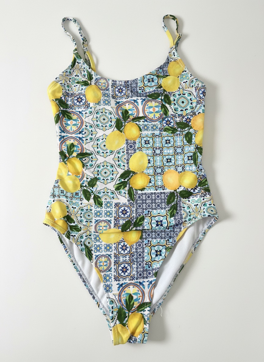 Maillot de bain 1 pièce à motif citrons 