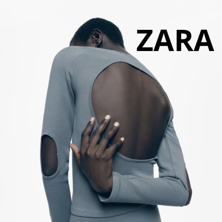 Top Zara Gris Bleuté - Détails Cut-out (Dos et Coudes)