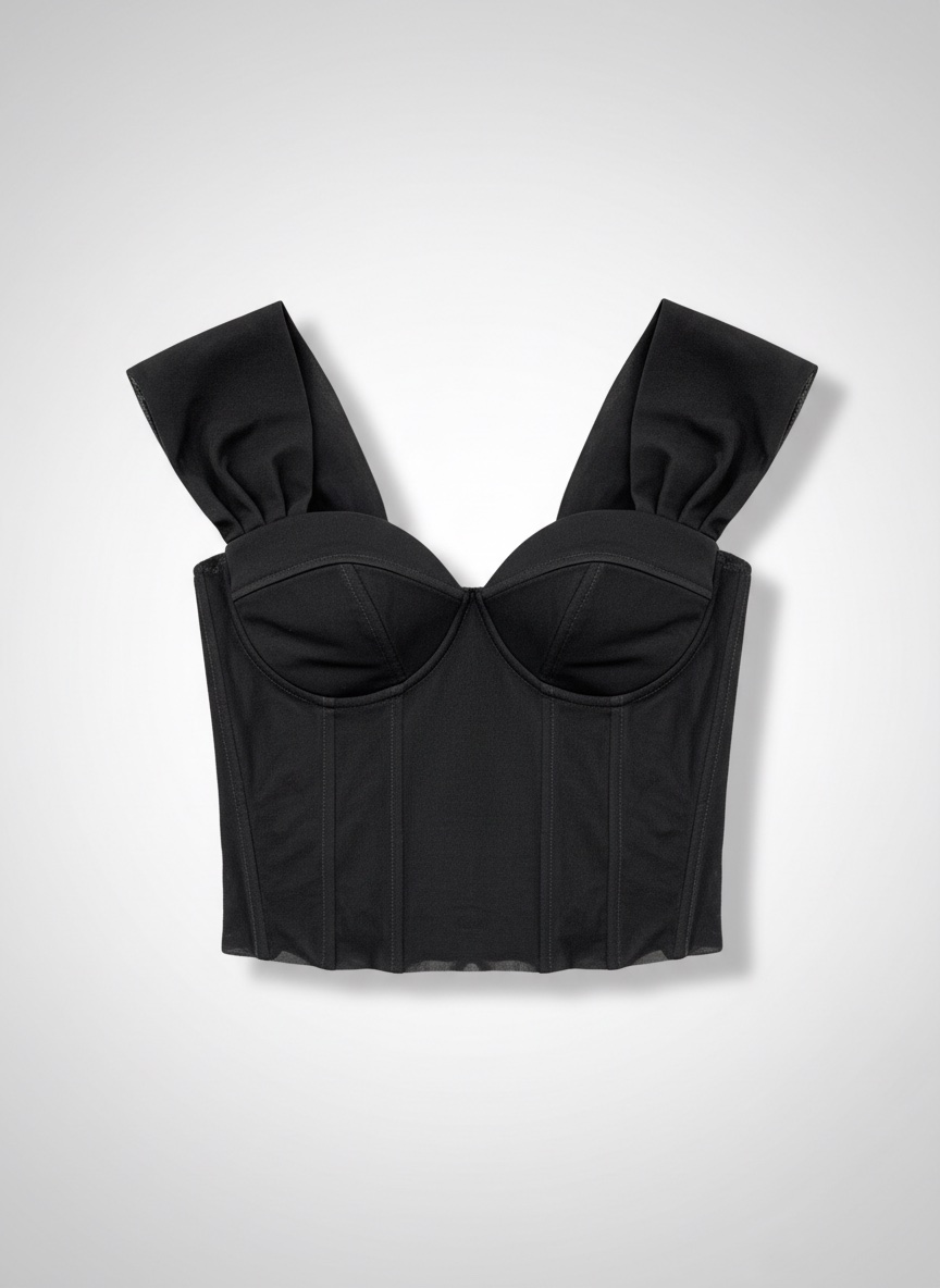 Top Corset Drapé Noir
