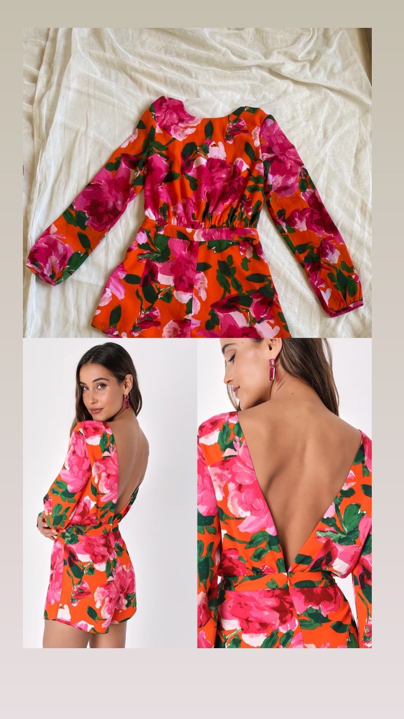  Lu­lus  Sweetest Song Orange Floral Print Backless Long Sleeve Romper, La combi-robe de Alice Coo­per (Mäd­chen Amick) dans Ri­ver­dale S02E05