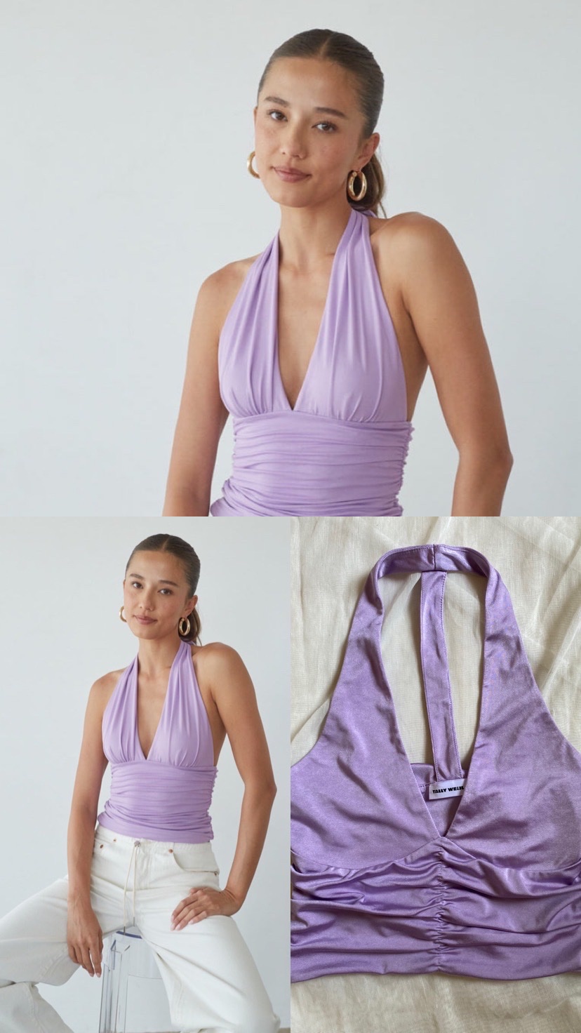 Un Top dos nu froncé lilas de la marque TALLY WEiJL