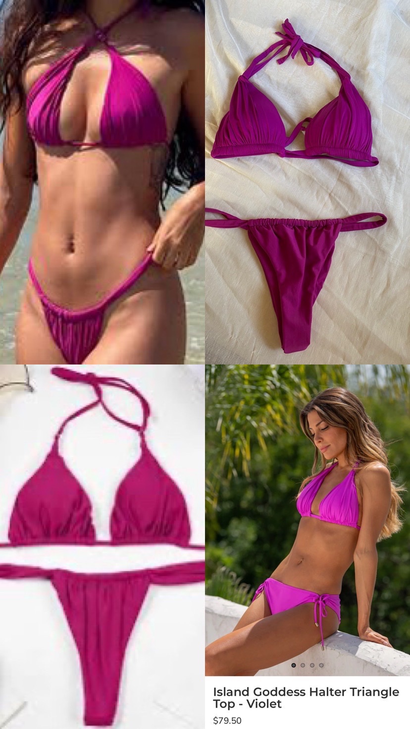 Maillot de bain 2 pièces La Blanca – Collection Island Goddess – Rose Magenta / Violet – presque Neuf / Excellent état