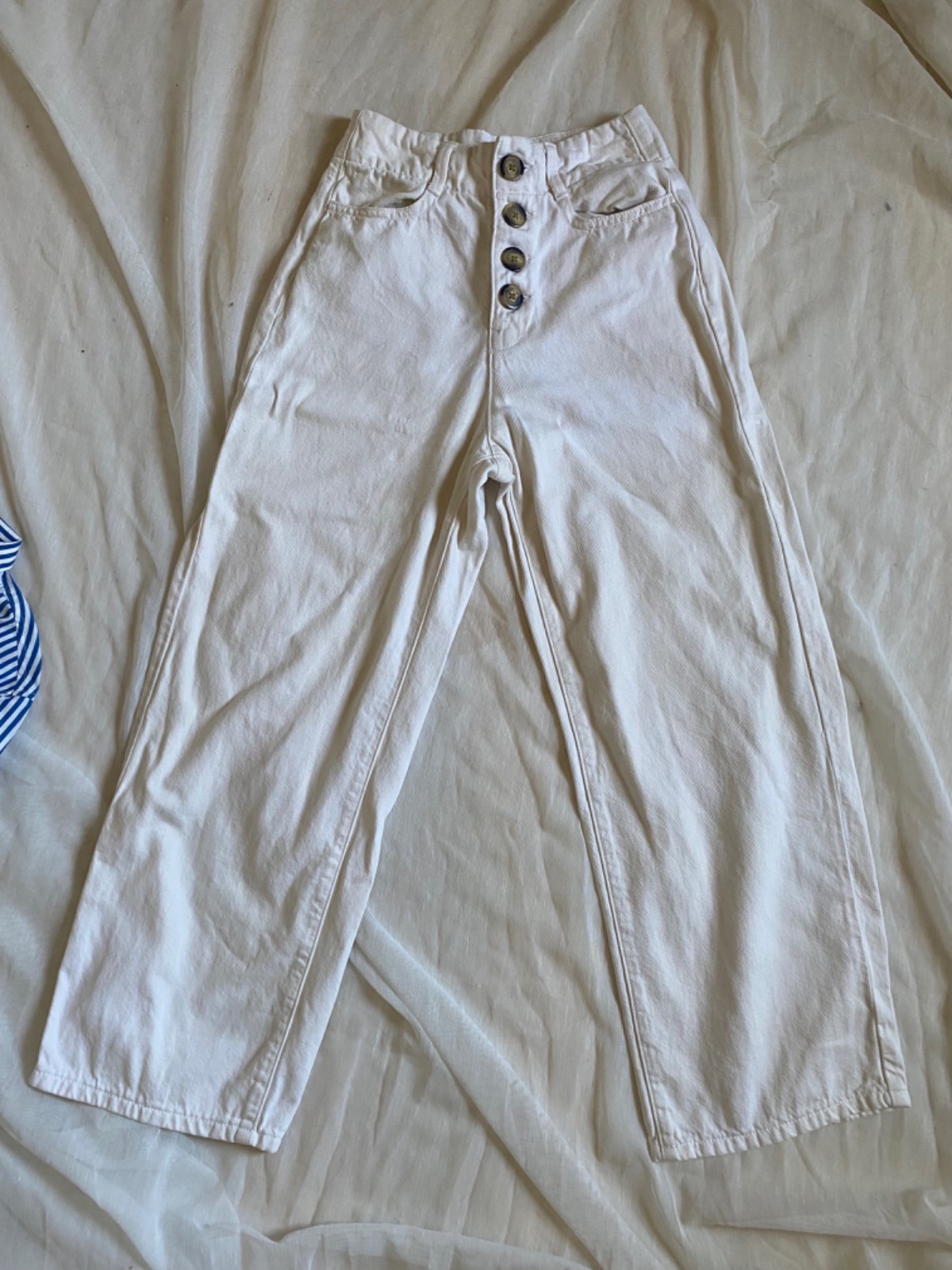 Jean ZARA  Vintage / écru/blanc cassé / wide leg Denim 100/ coton
