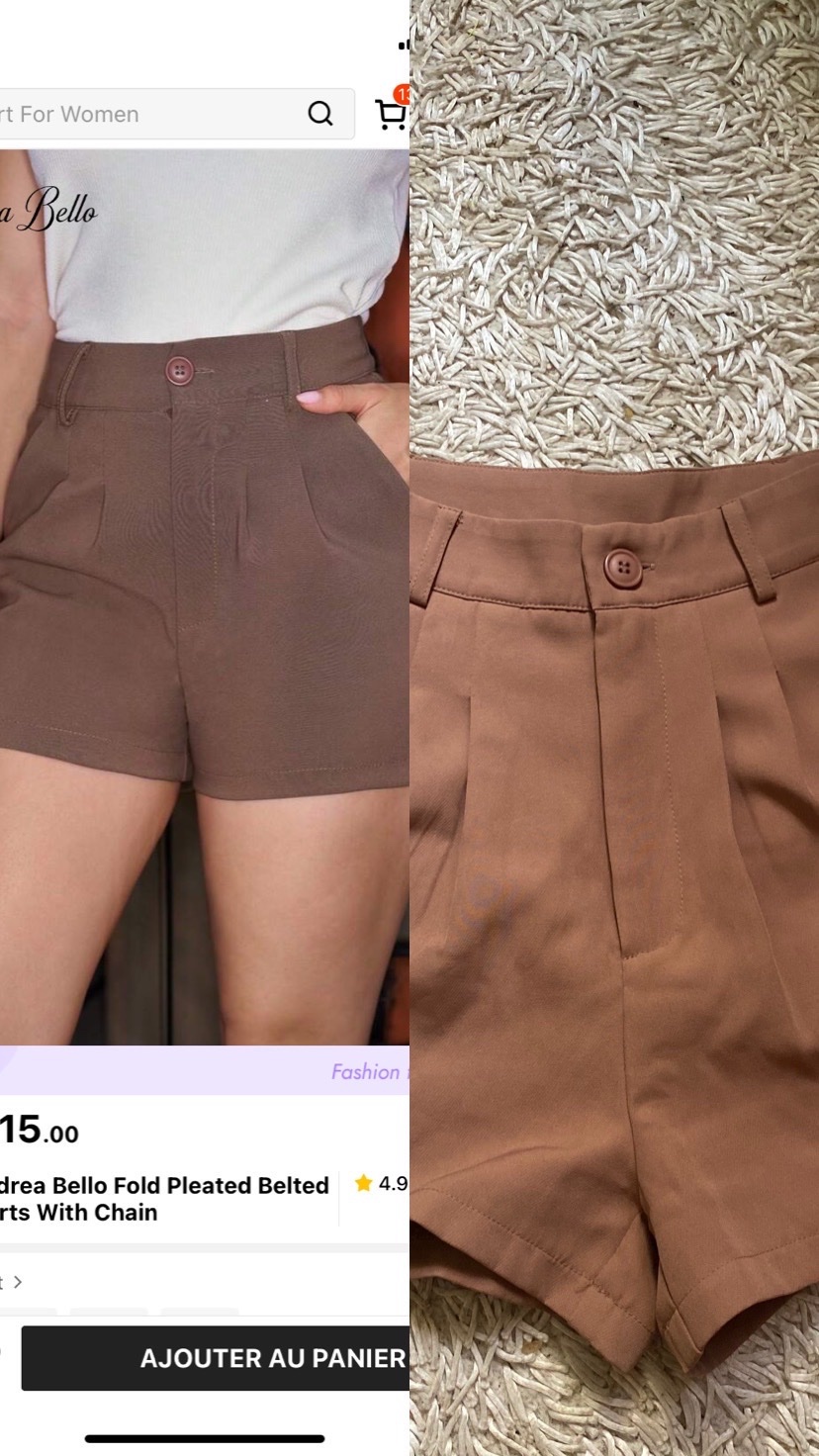 Andrea Bello Fold Pleated Belted Short Shorts 