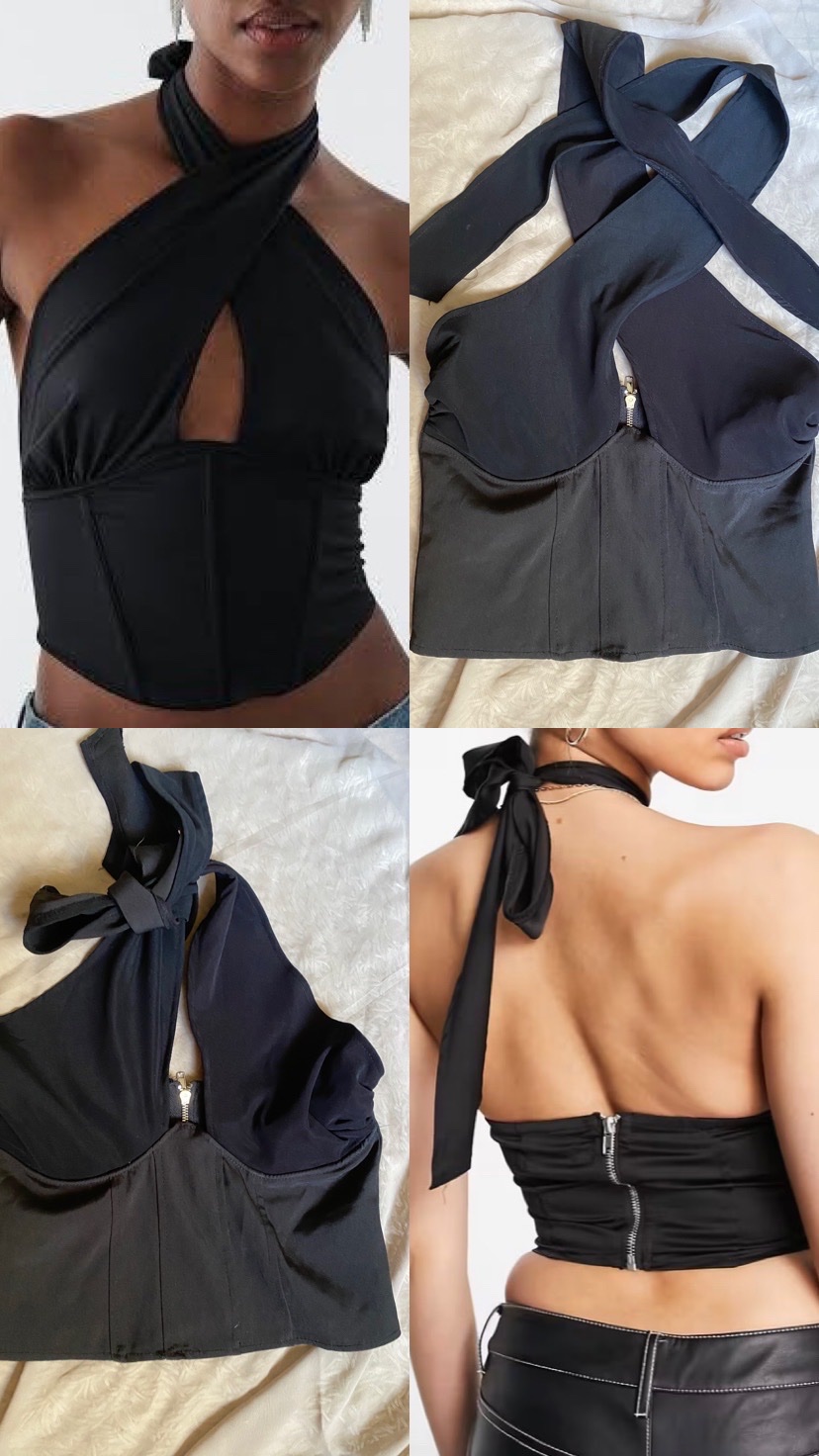 Haut noir de la marque Missguided ASOS ,est un Top Corset dos nu (halter neck) 