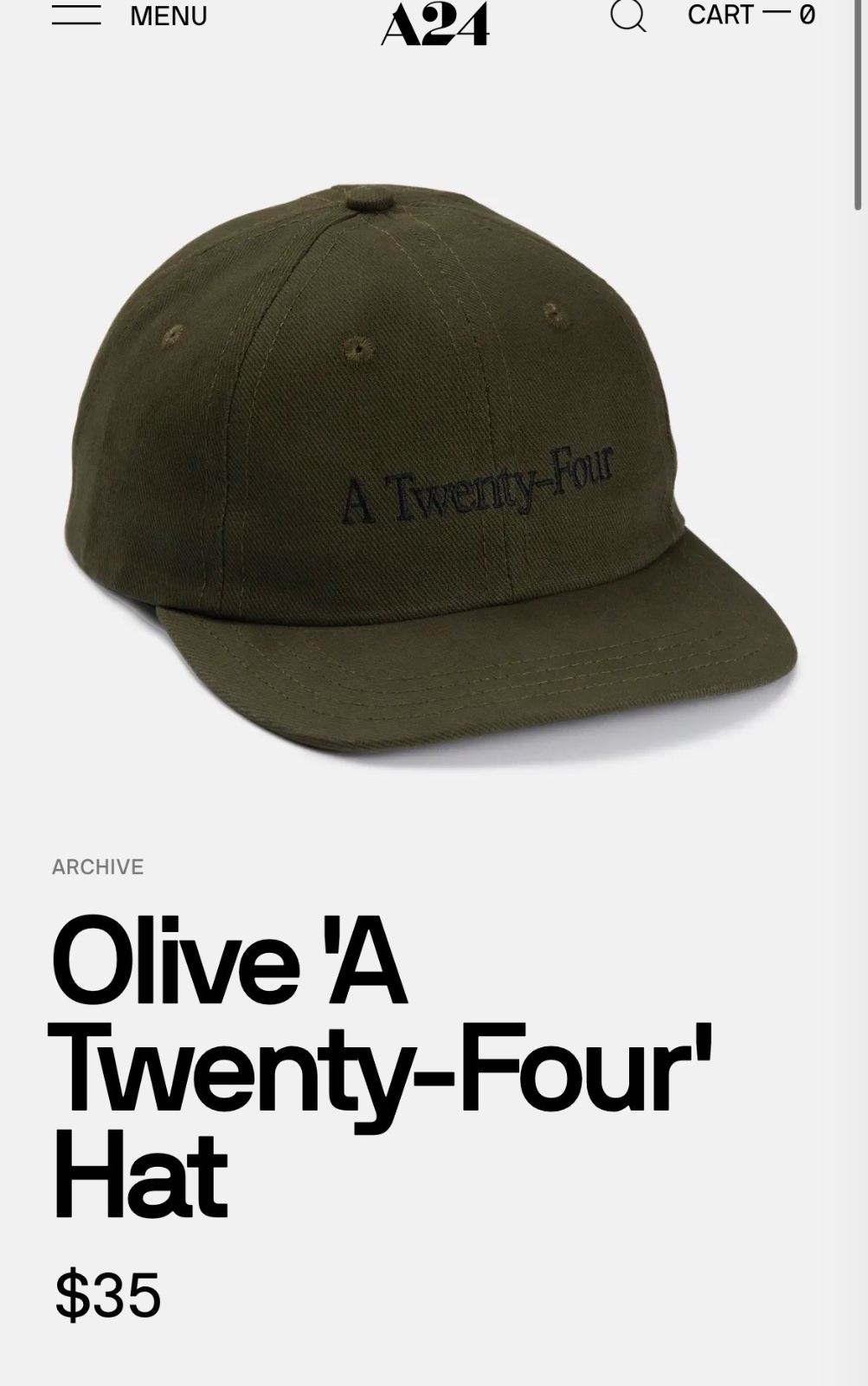 Olive 'A Twenty-Four' Hat