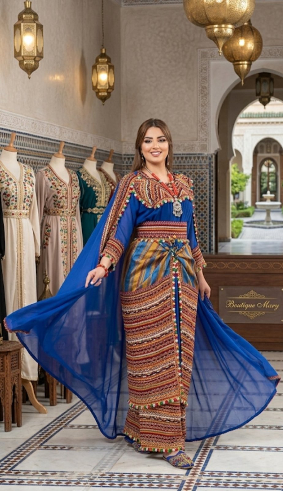 Une sublime robe soirée kabyle berbère original très haute gamme et qualité composé de 4 pièces standard neuf jamais porté 