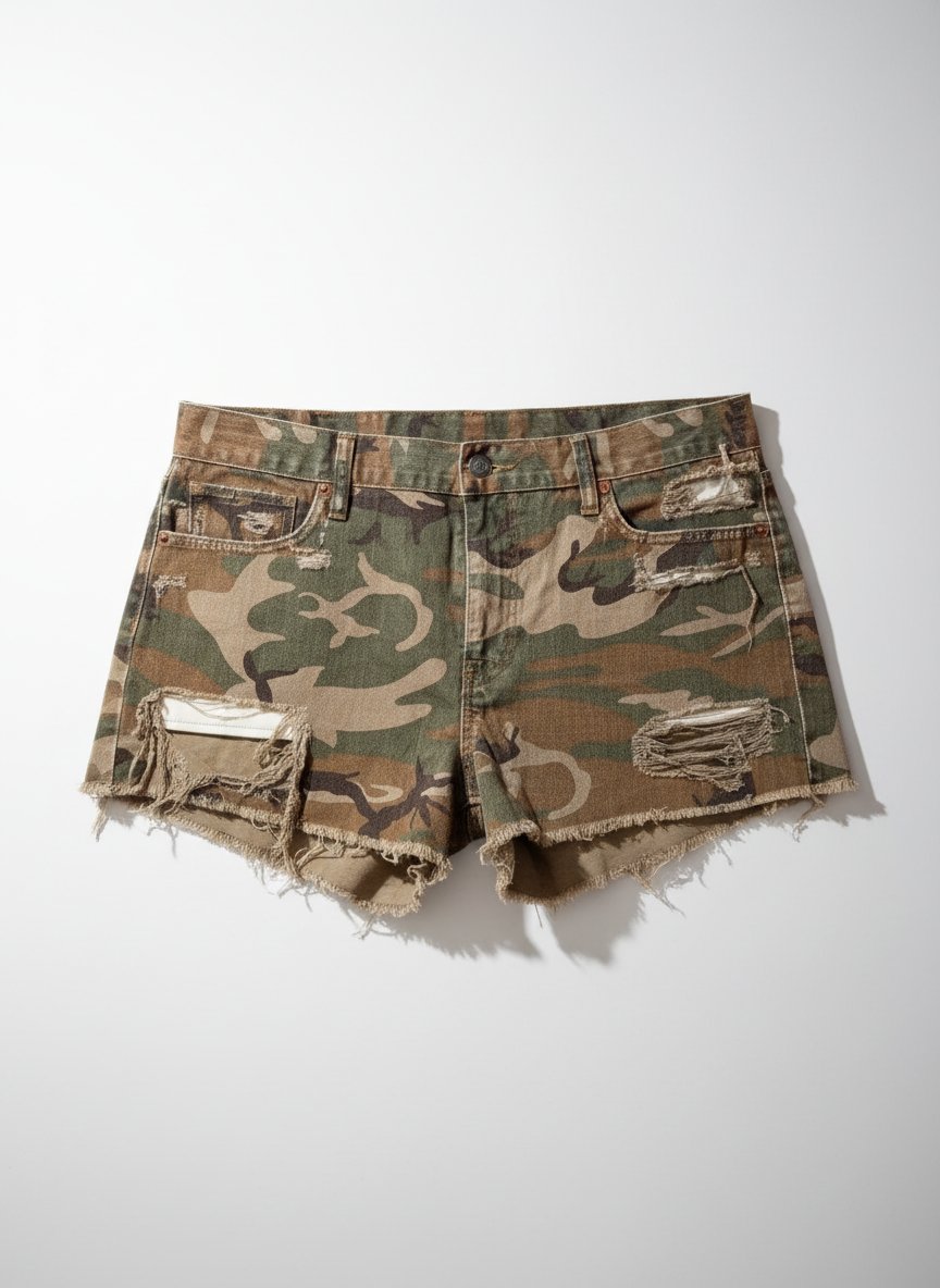 Un très beau short jean bariolé de plage 