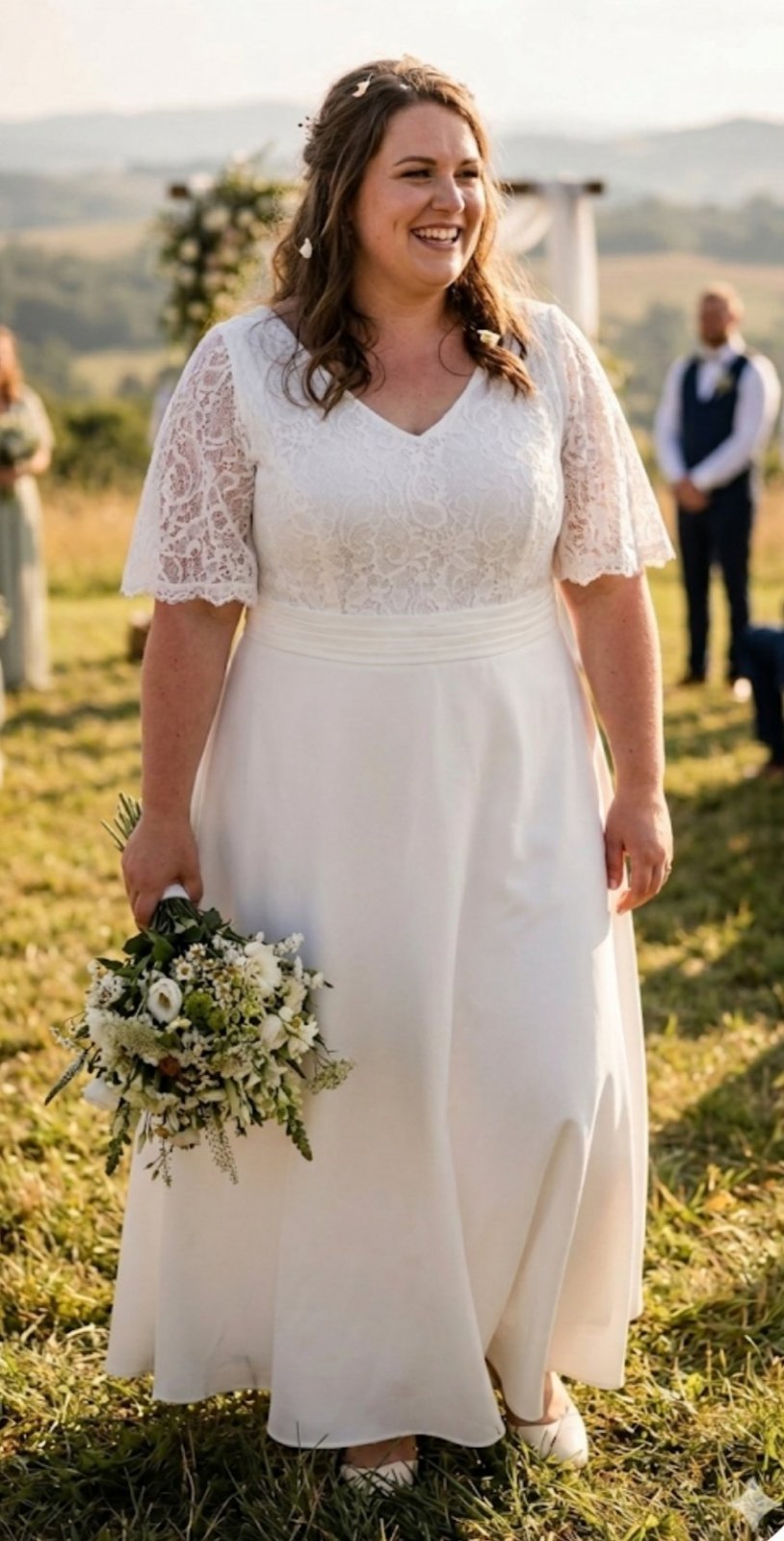 Une sublime robe soirée blanche manches bouffantes taille 46 48 