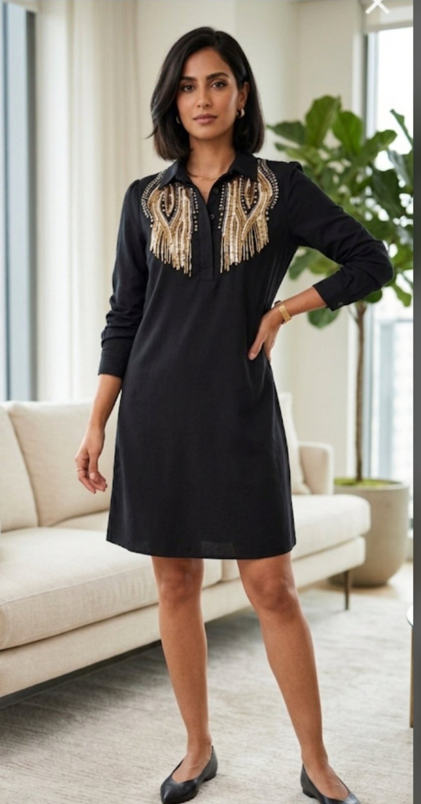 Une sublime robe chemise avec sequins comme neuve taille 36/38
