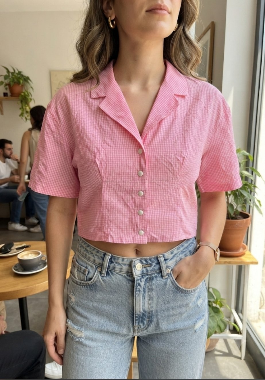 Une très belle veste chemise rose et blanc très chic écrit taille 46 correspond à 38