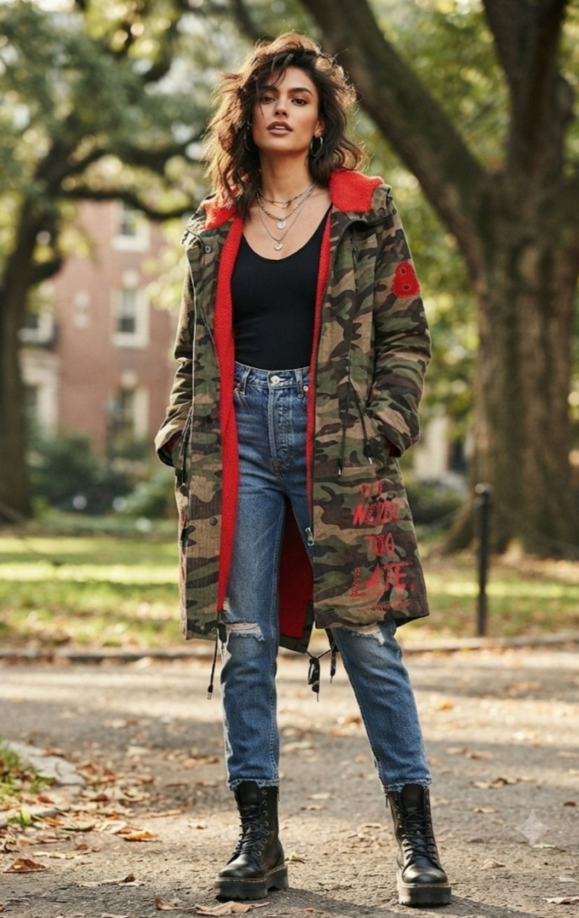 Un très joli manteau militaire bariolé casual comme neuf importation taille 38 juste tafti9a sghira voir la dernière photo 