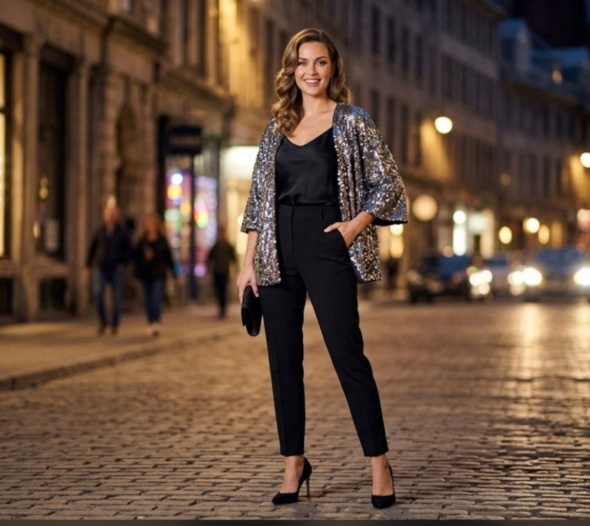 Une magnifique blazer soirée en sequins argent taille 36 38 comme neuve 