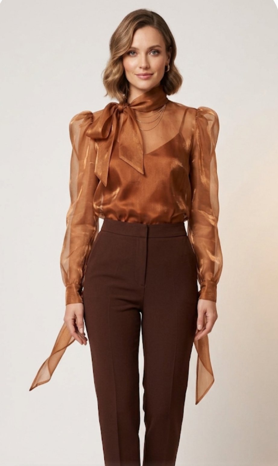 Une très belle chemise en organza bronze neuve importation 