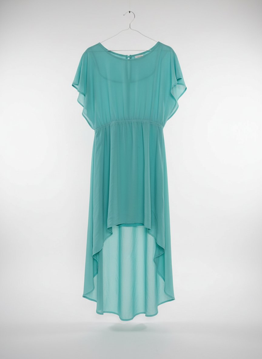Une très belle robe asymétrique en vert d'eau comme neuve 