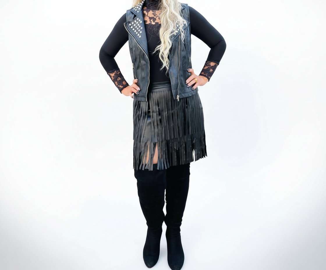 Jupe et jacket en semili cuir très stylé 