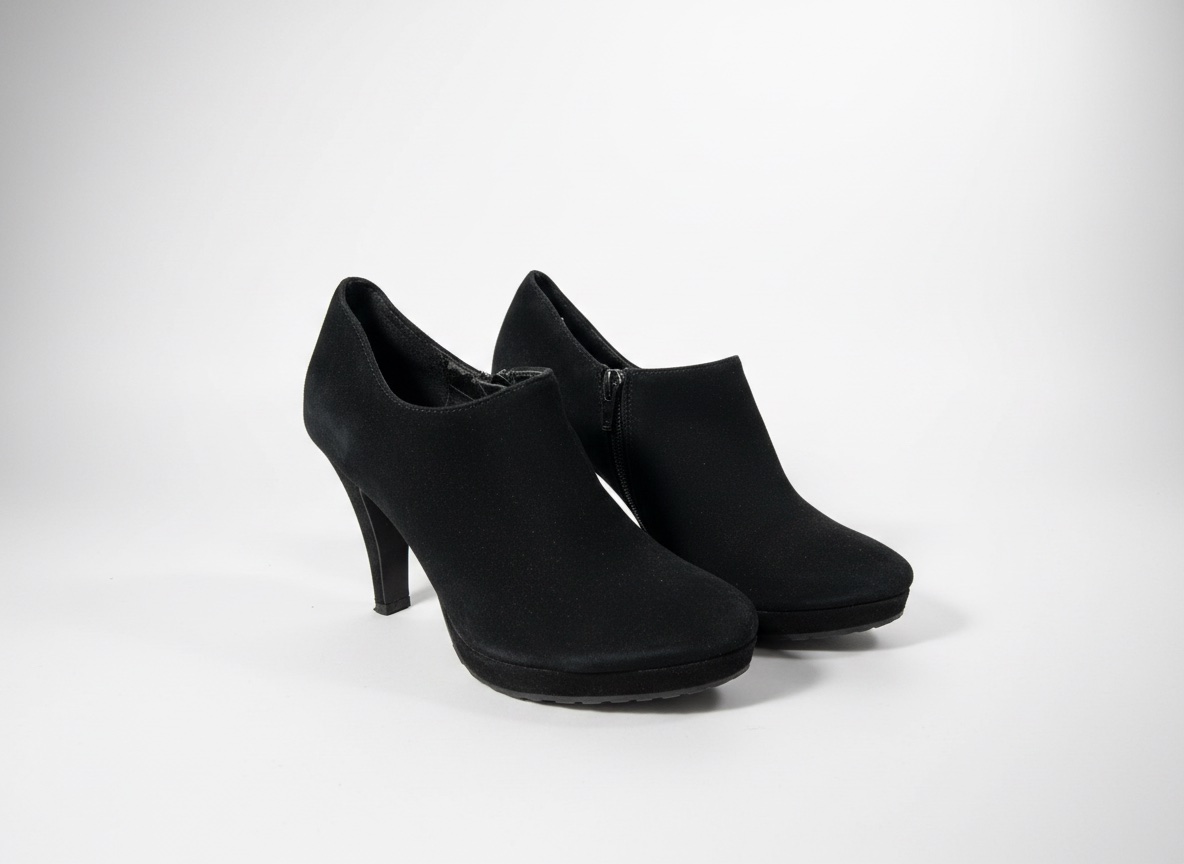 Bottines à talon en tissu stretch noir