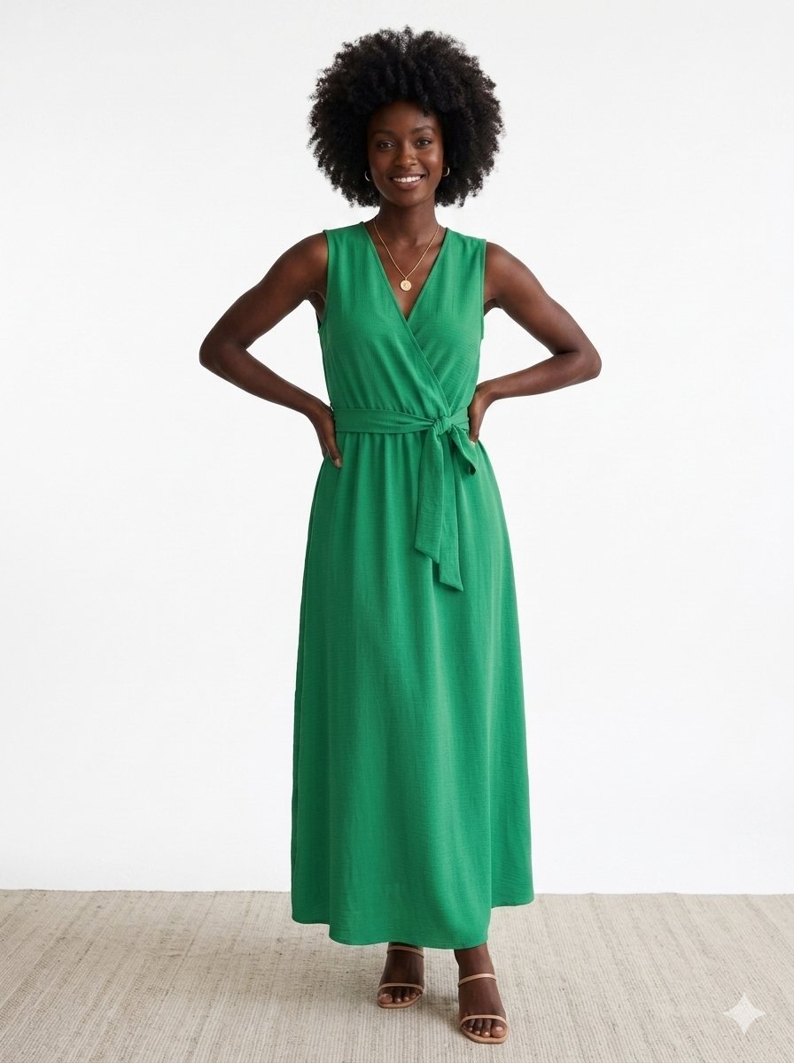 Magnifique Maxi robe cache cœur verte très légère 