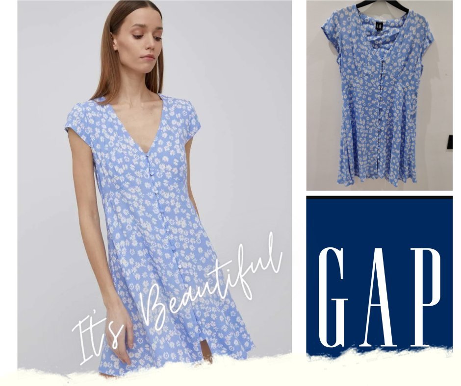 Titre : Robe d'été bleue à fleurs  GAP neuve
