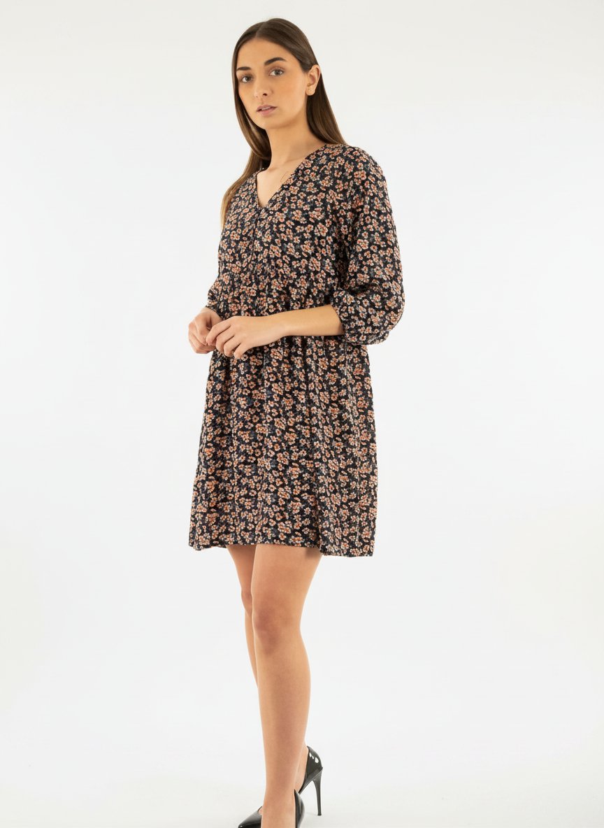 Robe Fleurie Noire – Style Élégant et Féminin  de la marque pep & Co taille S